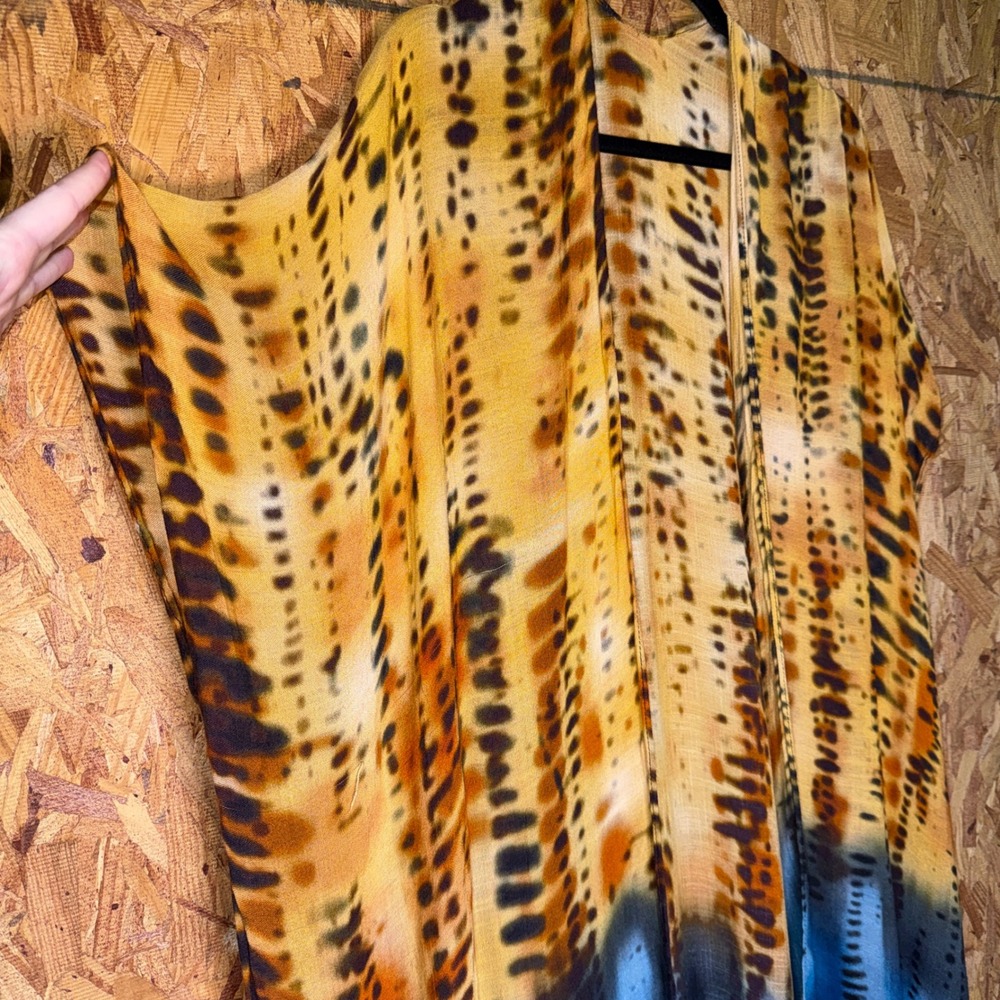 Ruggine Leopard Animal Print Lightweight Tunic Kimono Top Boho Coastal Resort OS - Picture 2 of 8